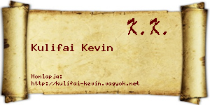 Kulifai Kevin névjegykártya